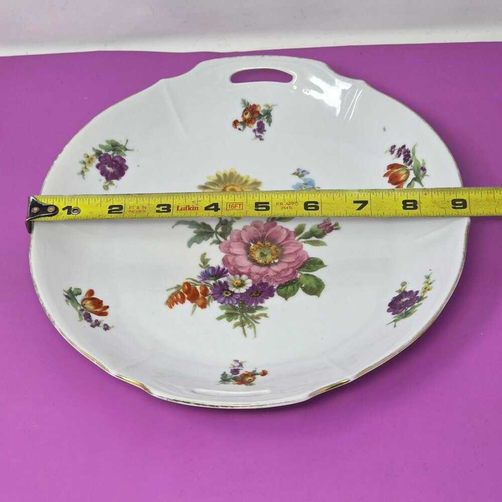 Vintage Bavaria Floral Porcelain Decorative Serving Plate With Handles - Picture 6 of 9